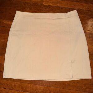 Halogen Cream Mini Skirt with Side Slit